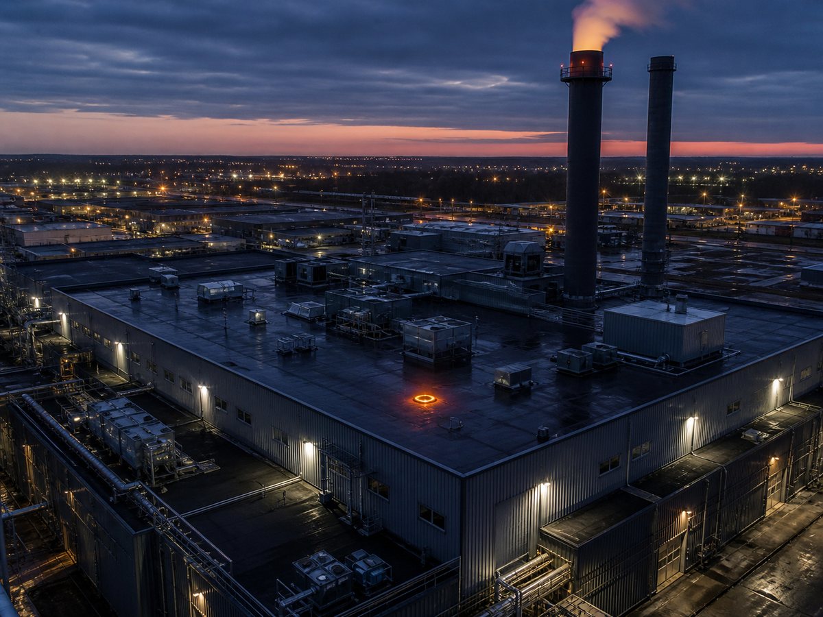 Aerial thermal inspection of an industrial facility and smokestacks